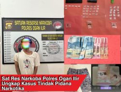 POLRES OGAN ILIR – SAT RESNARKOBA RINGKUS PENGEDAR SABU DI DESA TANJUNG GELAM