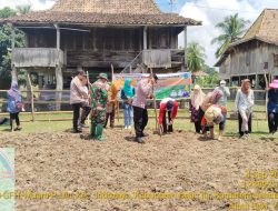 Kanit Binmas Polsek Indralaya Bersama Dengan Kepala Desa Muara Penimbung Ulu Tanam Jagung program Ketahanan Pangan