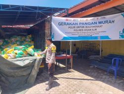 Bhabinkamtibmas Polsek Indralaya Kawal Kegiatan Pasar Murah Beras Di Palemraya 