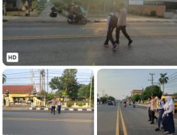 GIAT STRONG POINT, PENGATURAN LALIN DI SIMPANG SMA LINGUA PRIMA DAN PINTU MASUK POLSEK INDRALAYA