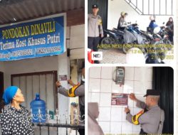 Bhabinkamtibmas Polsek Indralaya Sebar Stiker Imbauan Awas Curanmor di Wilkumnya