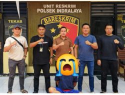 Palaku penganiayaan kakek 60 tahun di Desa Arisan Gading, saat di Ciduk Polsek Indralaya