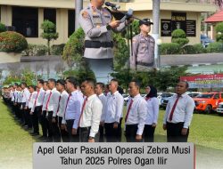 Personil Polsek Indralaya Mengikuti Apel Ops Zebra Musi 2025 Di Polres Ogan Ilir 