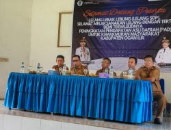 Pelaksanaan Lelang Lebak Lebung dan Sungai Tahun 2025 di Hadiri Perwakilan Polsek Muara Kuang di Kecamatan Aula Kantor Camat Rambang Kuang