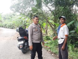 Bhabinkamtibmas Polsek Muara Kuang Sambangi Warga Sampaikan Pesan Kamtibmas