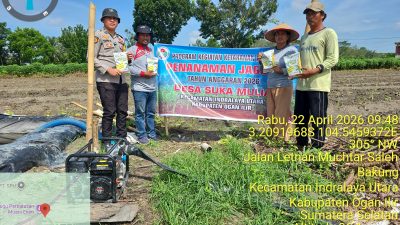Polsek Indralaya Dukung Penanaman Jagung Pipil Program Ketahanan Pangan di Desa Sukamulya