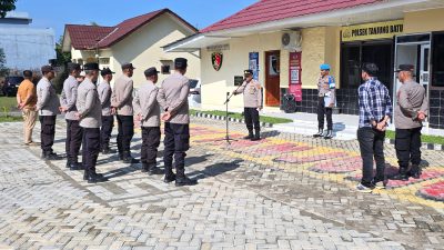 Kapolsek Tanjung Batu Pimpin Apel Pagi, Siagakan Personel Pada Hari Buruh Internasional (May Day)