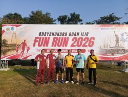 Semangat Kebersamaan: Personel Polsek Tanjung Batu Ramaikan Bhayangkara Ogan Ilir Fun Run