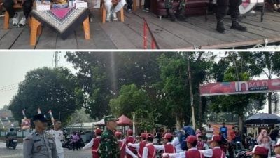 Polsek Tanjung Batu Hadir dan Amankan Kegiatan Gerak Jalan Semarak HUT RI ke-81
