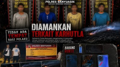 Puluhan Hektar Lahan Terbakar, 4 Orang di Tangkap Polres Banyuasin
