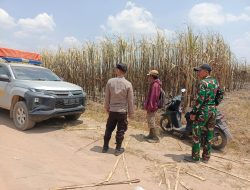 Polsek Tanjung Batu Laksanakan Patroli Sampaikan Imbauan Cegah Karhutla di Lahan Tebu PT SGN Cinta Manis