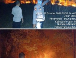 Polsek Tanjung Batu ,Padamkan Kebakaran Lahan Kebun Laret Seluas 5 Hektare