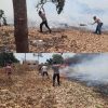 Berjibaku Padamkqn Api : Kapolsek Tanjung Batu Bersama Pemdes Dan Warga Tanggulangi Kebakaran Lahan Di Desa Tanjung Laut   