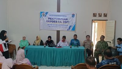 Bhabinkamtibmas Polsek Tanjung Batu Hadiri Musdes Penyusunan RKPDesa TA 2027 di Desa Tanjung Pinang II